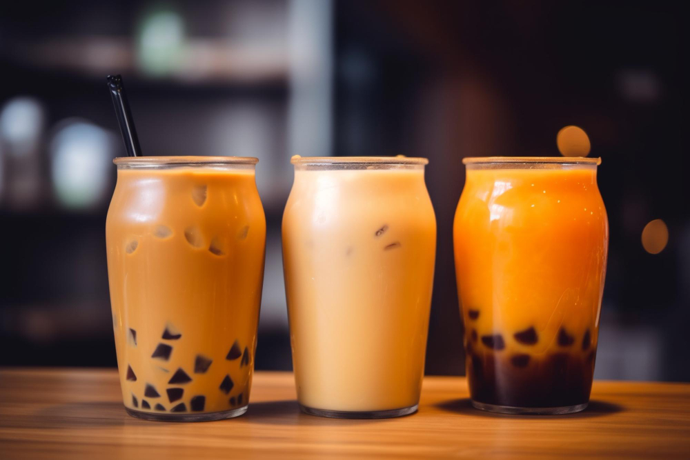 closeup-three-different-flavored-tasty-thai-milk-tea-wooden-table-cafe